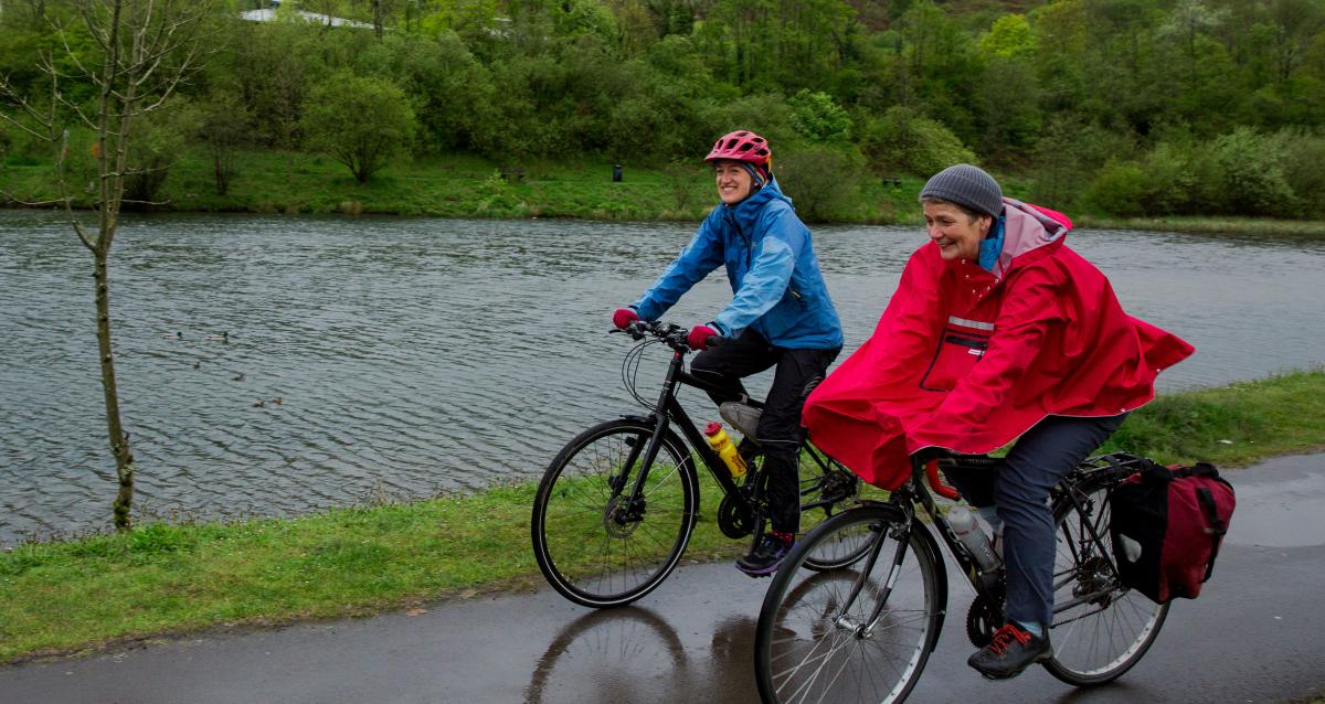 Rainy bicycle commuting